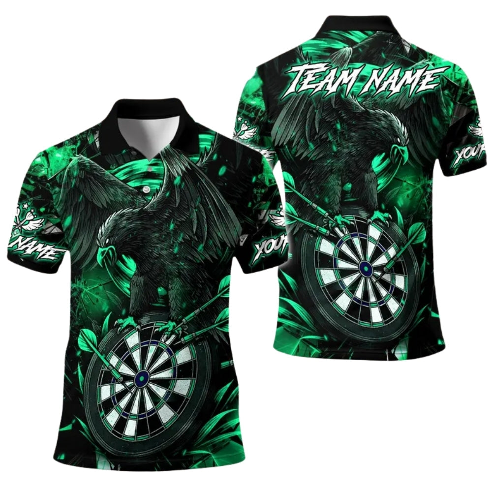 Black and Red Crow Men's Personalized Darts Button Polo