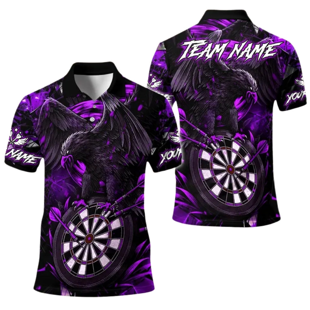 Black and Red Crow Men's Personalized Darts Button Polo