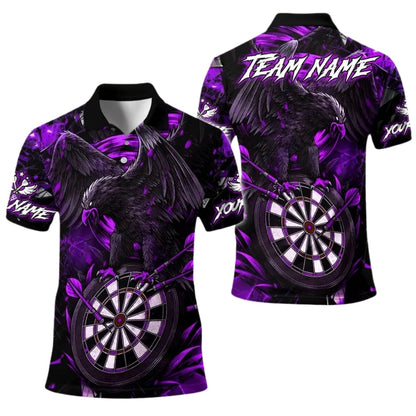 Black and Red Crow Men's Personalized Darts Button Polo