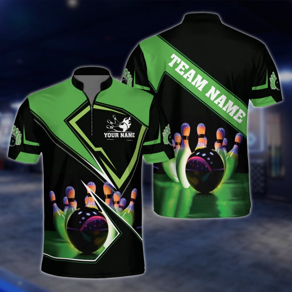 Custom Team Bowling Jersey For Mens Black And Red, Custom Bowling Shirts BZ0071