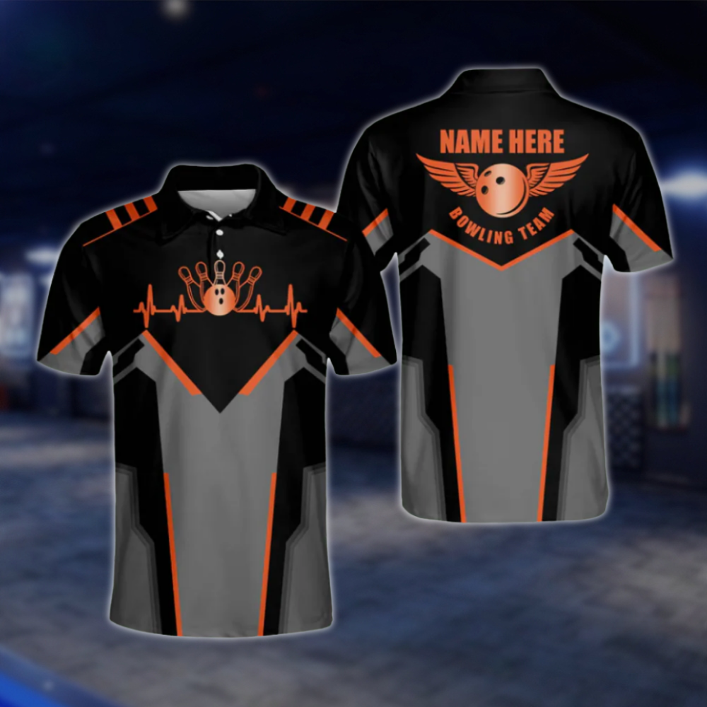 Personalized Black Purple Polo Bowling Team Shirts Men, Custom Bowling Shirts BM0010