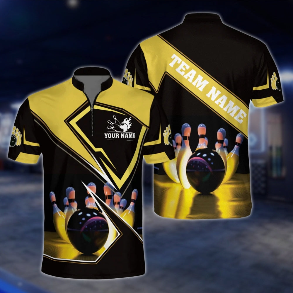 Custom Team Bowling Jersey For Mens Black And Red, Custom Bowling Shirts BZ0071