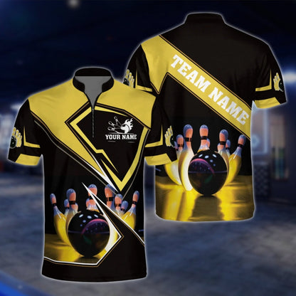 Custom Team Bowling Jersey For Mens Black And Red, Custom Bowling Shirts BZ0071