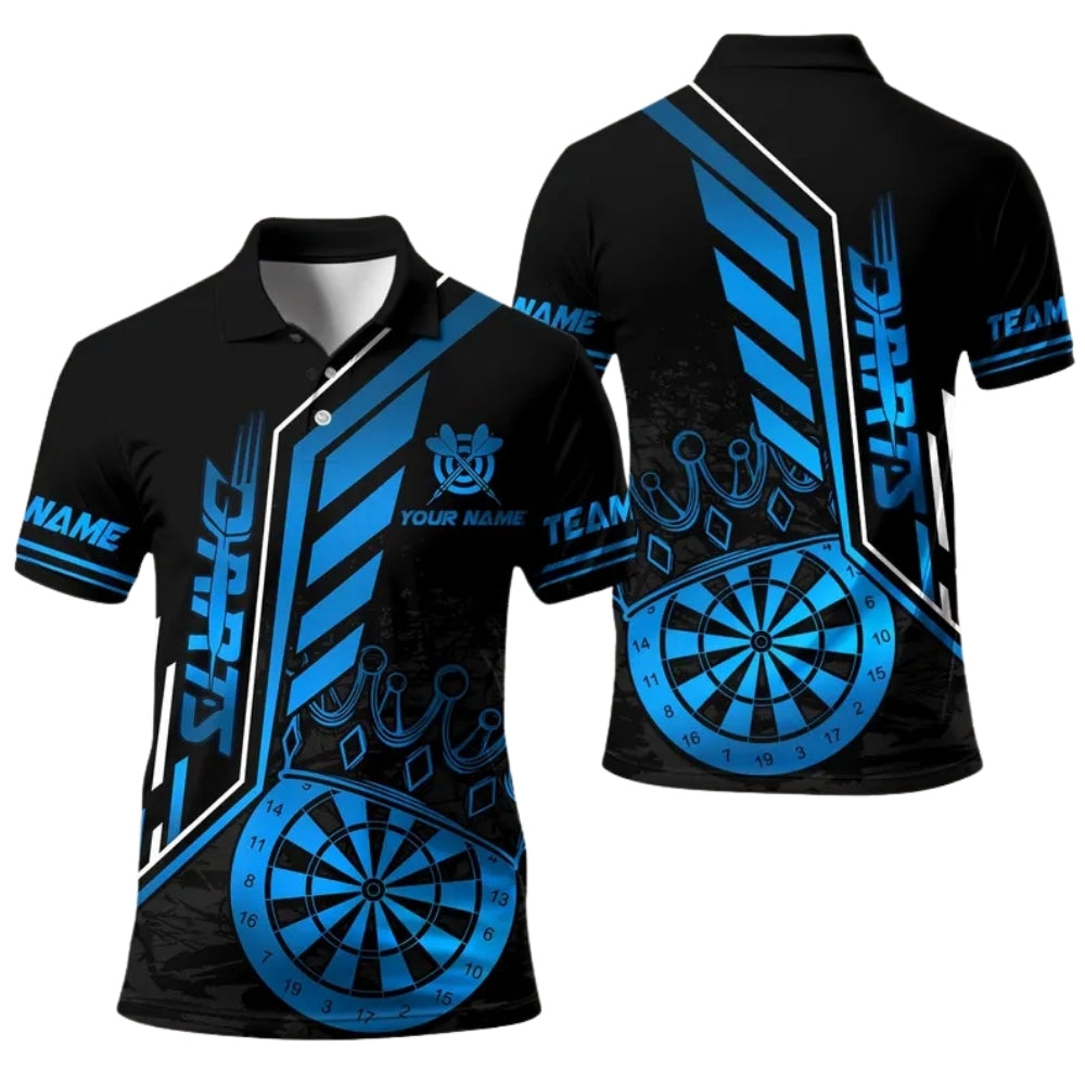 Black and Gold King Dartboard Polo Team Personalized Darts Button Polo