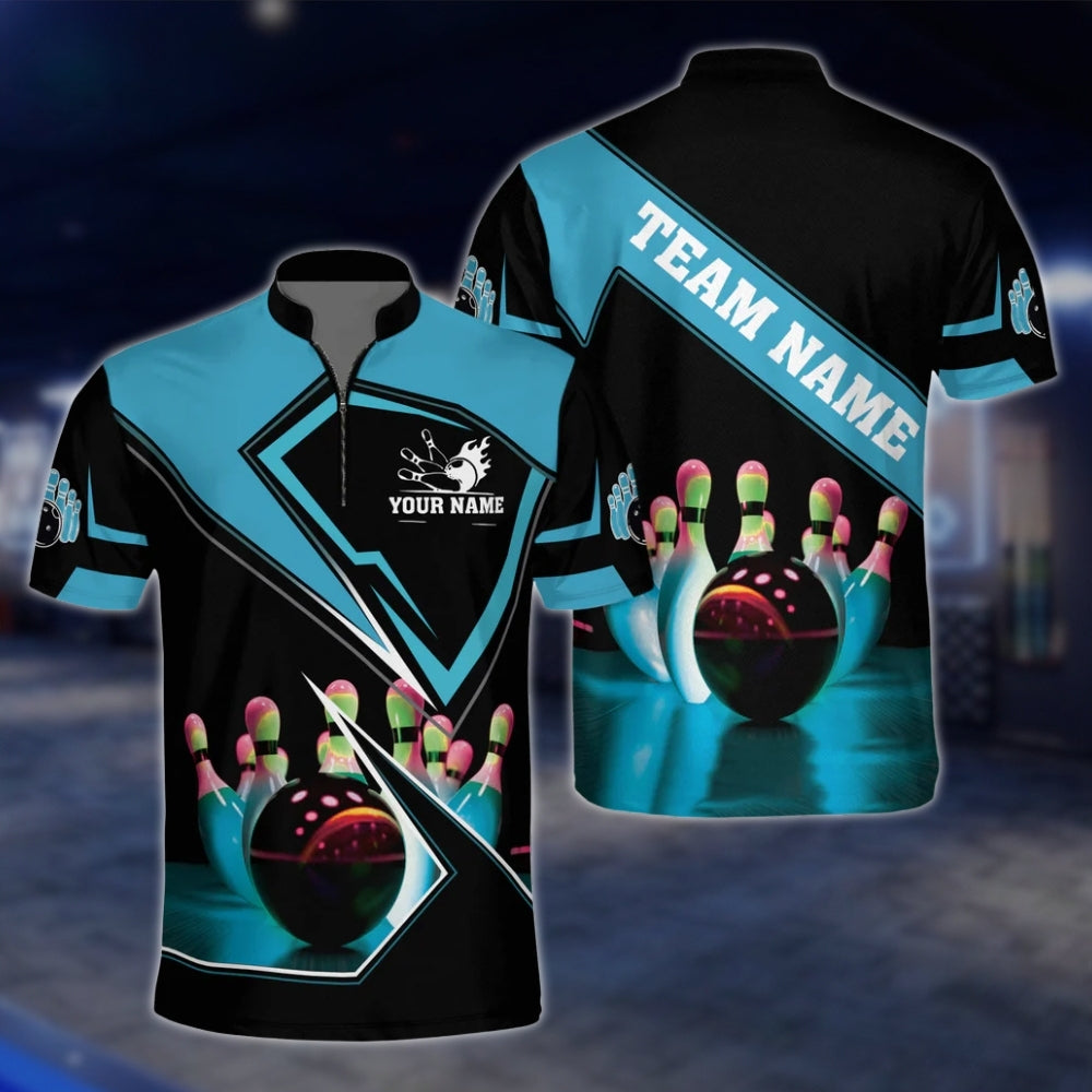 Custom Team Bowling Jersey For Mens Black And Red, Custom Bowling Shirts BZ0071