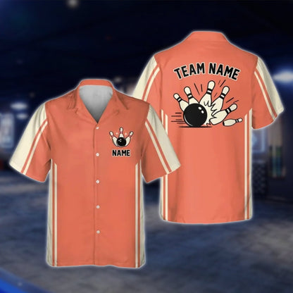 Blue Beige Custom Vintage Bowling Hawaiian Shirt For Men Women, Custom Vintage Bowling Shirts For Team BE0112