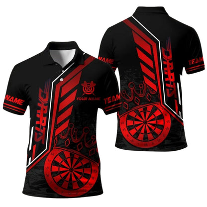 Black and Gold King Dartboard Polo Team Personalized Darts Button Polo
