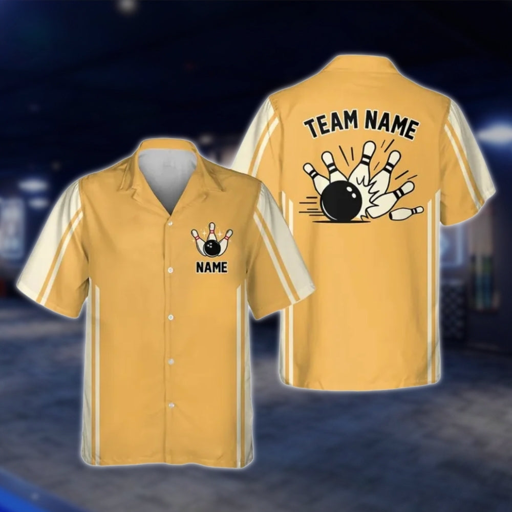 Blue Beige Custom Vintage Bowling Hawaiian Shirt For Men Women, Custom Vintage Bowling Shirts For Team BE0112