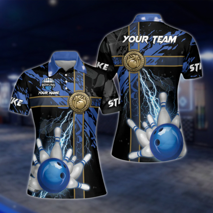 Custom Womens Thunder Bowling Polo Shirt For Mens, Custom Team Bowling Shirts For Ladies BW0132