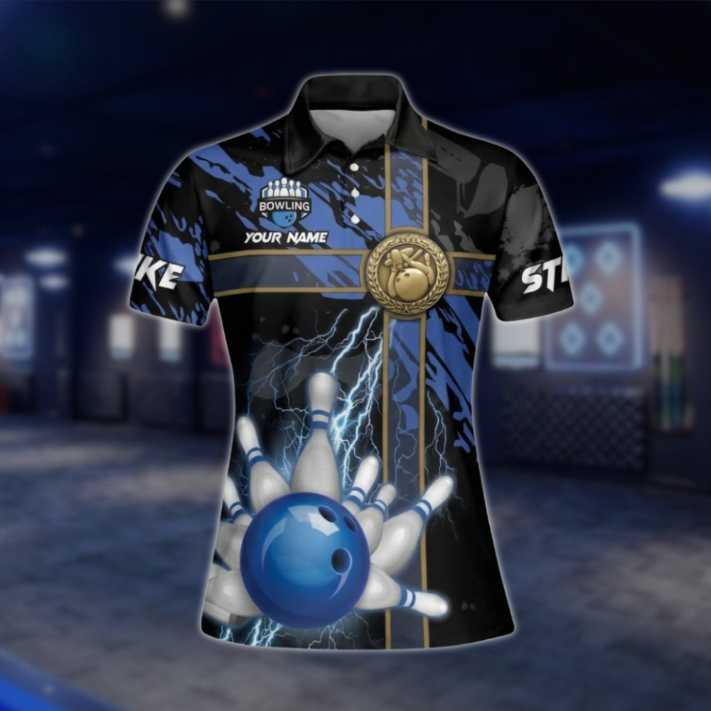 Custom Womens Thunder Bowling Polo Shirt For Mens, Custom Team Bowling Shirts For Ladies BW0132