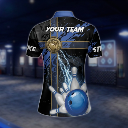Custom Womens Thunder Bowling Polo Shirt For Mens, Custom Team Bowling Shirts For Ladies BW0132