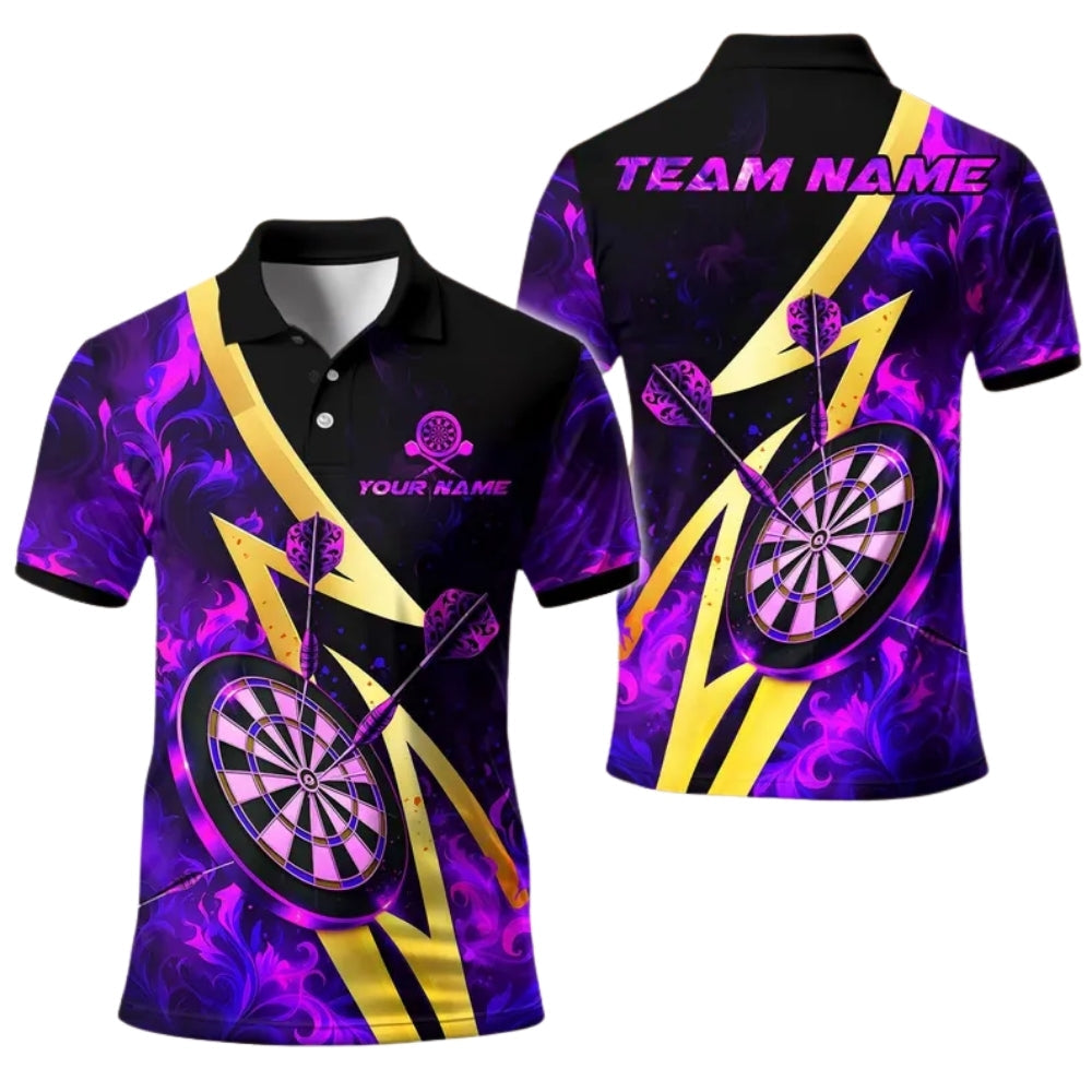 Flame Dartboard for Mens Personalized Darts Button Polo