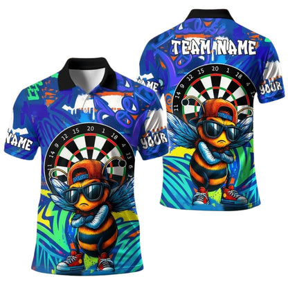 Graffiti Funny Bee Mens Personalized Darts Button Polo