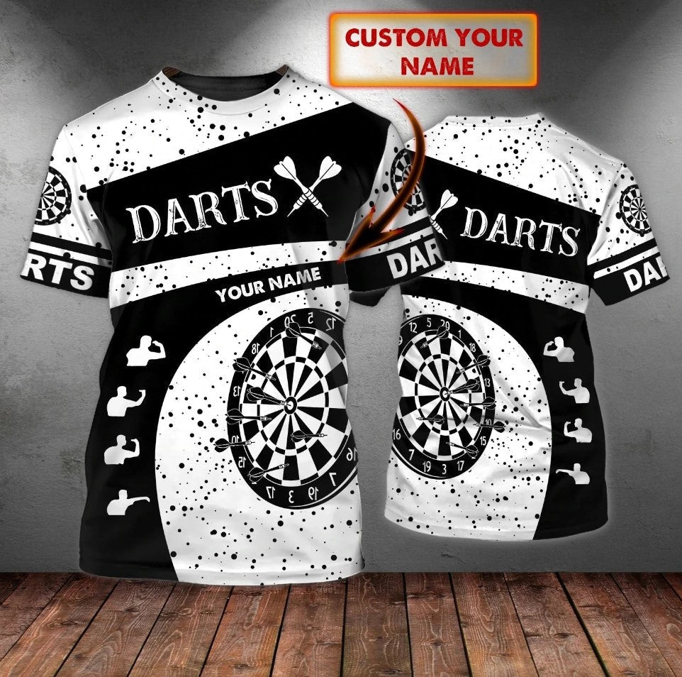 Black and White Personalized Darts Button Polo — Design 03