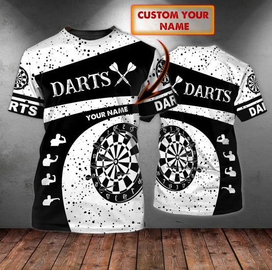 Black and White Personalized Darts Button Polo — Design 03