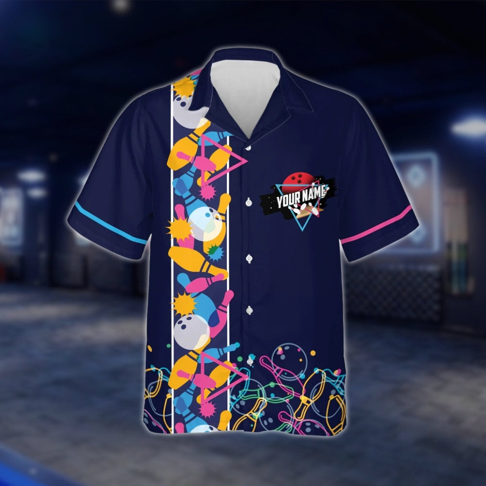 Sometimes I Can Almost Hear The Ten Pin Laughing Custom Mens Navy Bowling Hawaiian Shirt, Custom Funny Bowling Shirts BZ0112