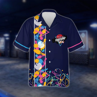 Sometimes I Can Almost Hear The Ten Pin Laughing Custom Mens Navy Bowling Hawaiian Shirt, Custom Funny Bowling Shirts BZ0112