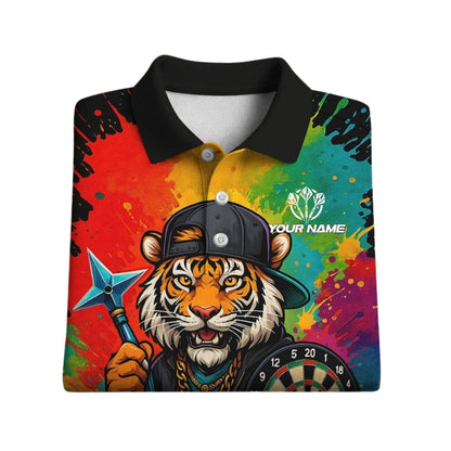 Tiger Colorful Men Personalized Darts Button Polo