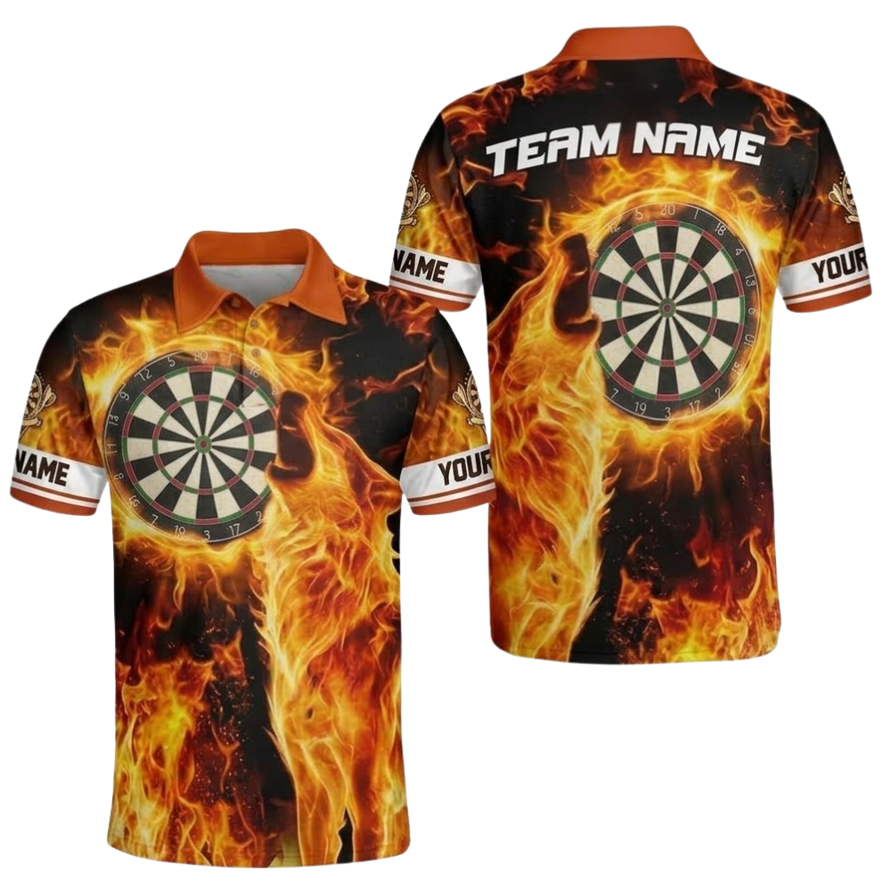 Wolf Purple Flame Personalized Darts Button Polo