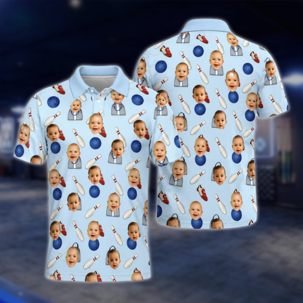 Custom Kid Photo Bowling Polo Shirts For Men, Custom Bowling Shirts With Photo BE0122