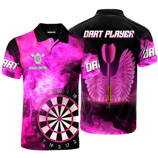 Arrow Swings Black Pink Men Personalized Darts Button Polo