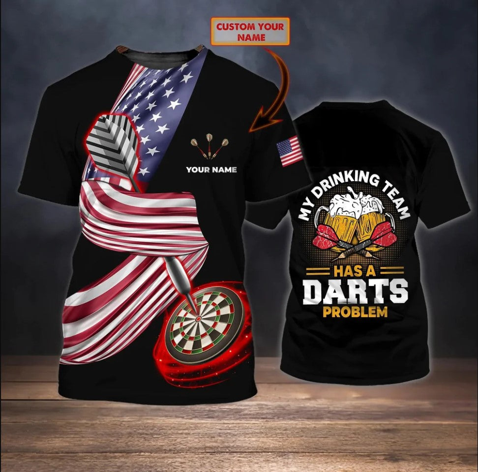 Drinking Beer Team Personalized Darts Button Polo