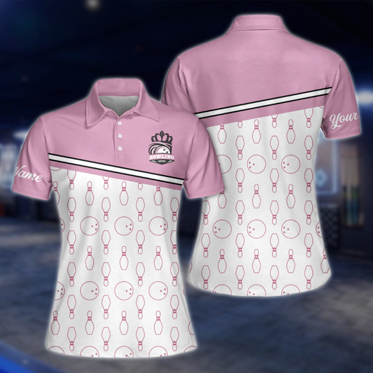 Custom Get Your Mind Out Of The Gutter Women's Pink Bowling Polo Shirt, Custom Funny Bowling Shirts For Ladies BW0055