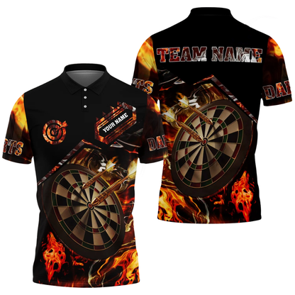 Flame Dartboard Personalized Darts Button Polo