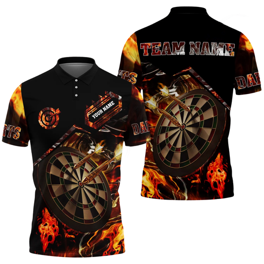 Flame Dartboard Personalized Darts Button Polo