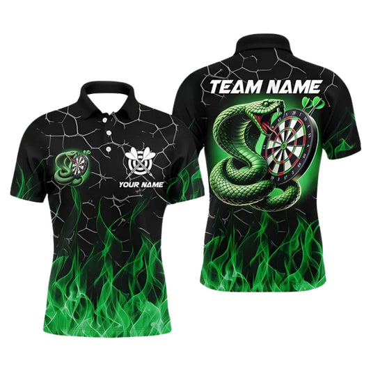 Snake Black and Green Dartboard Mens Personalized Darts Button Polo