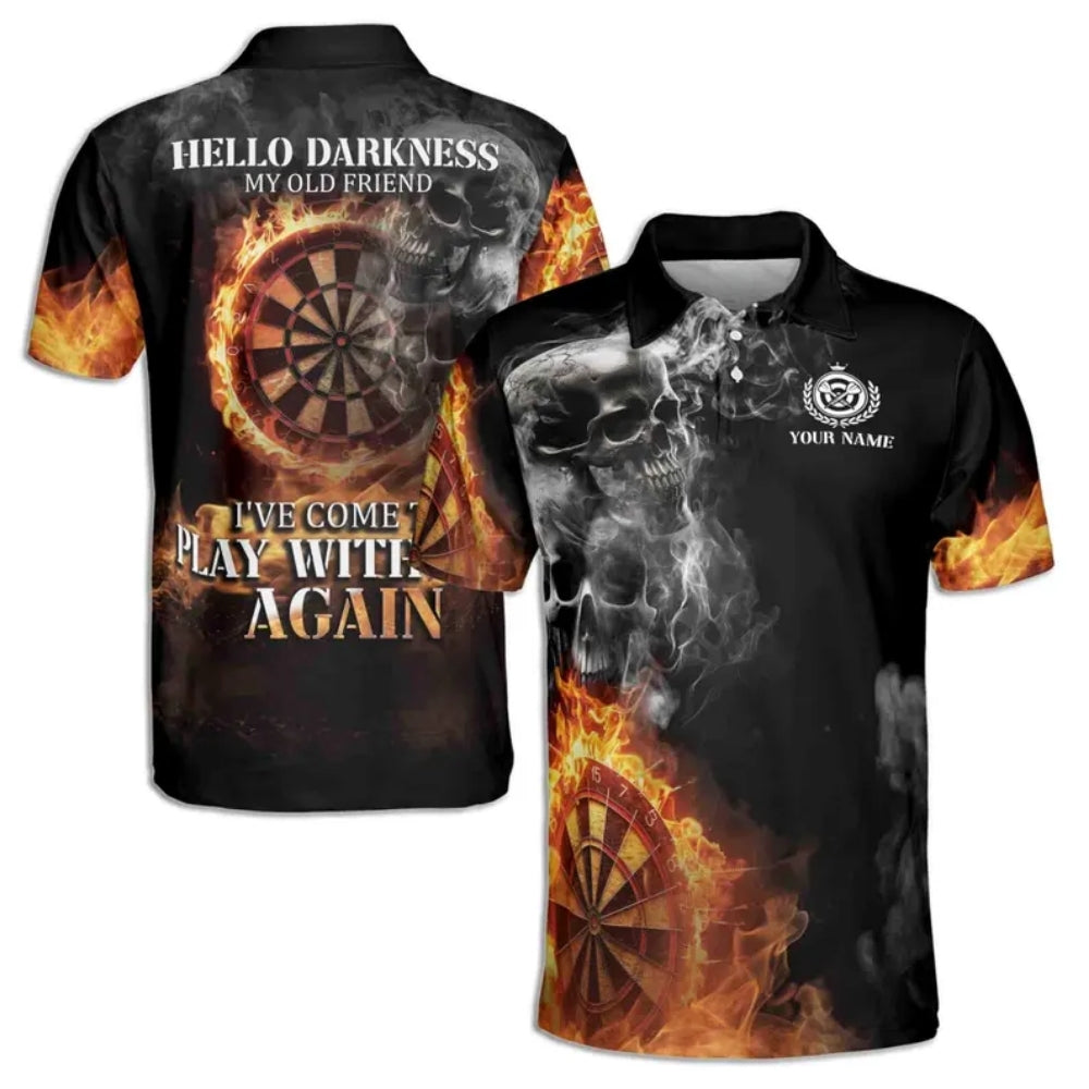 Hello Darkness My Old Friend I've Come To Play with Personalized Darts Button Polo