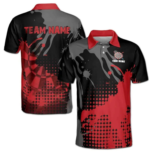 Black and Red Team Personalized Darts Button Polo