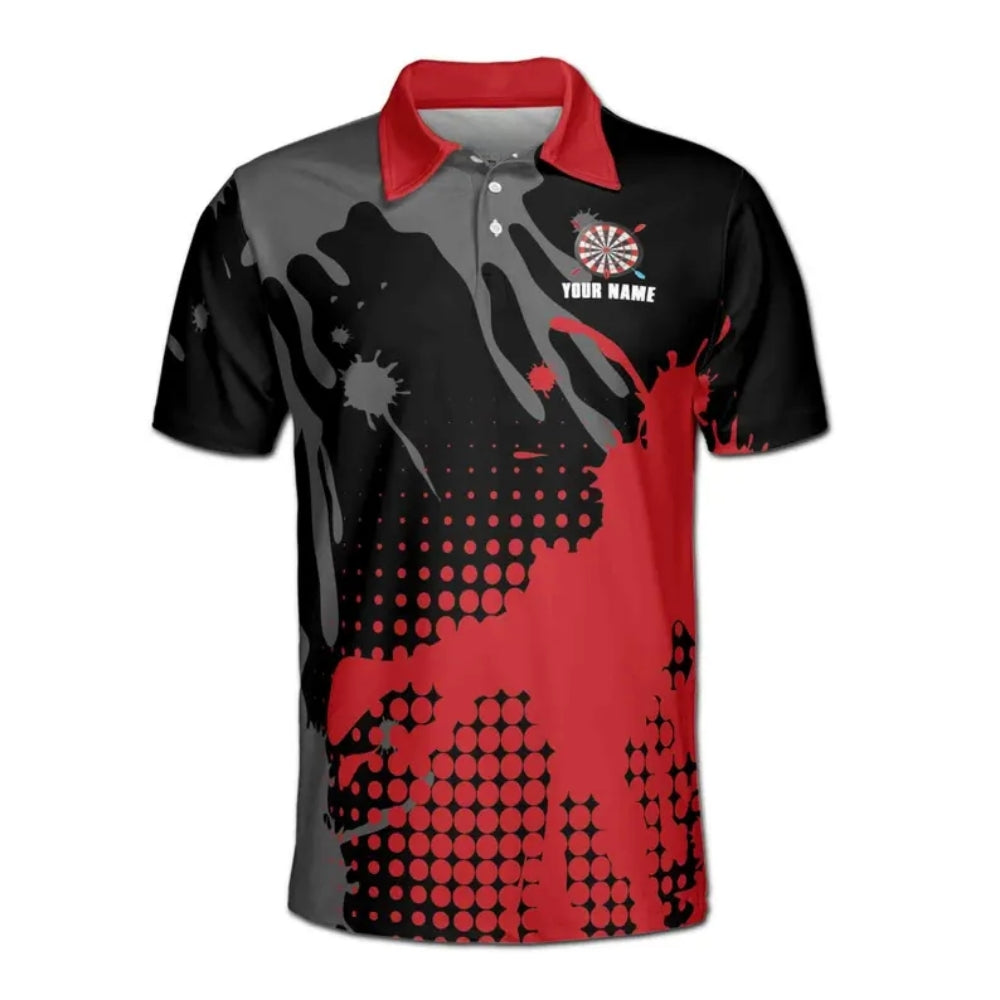Black and Red Team Personalized Darts Button Polo