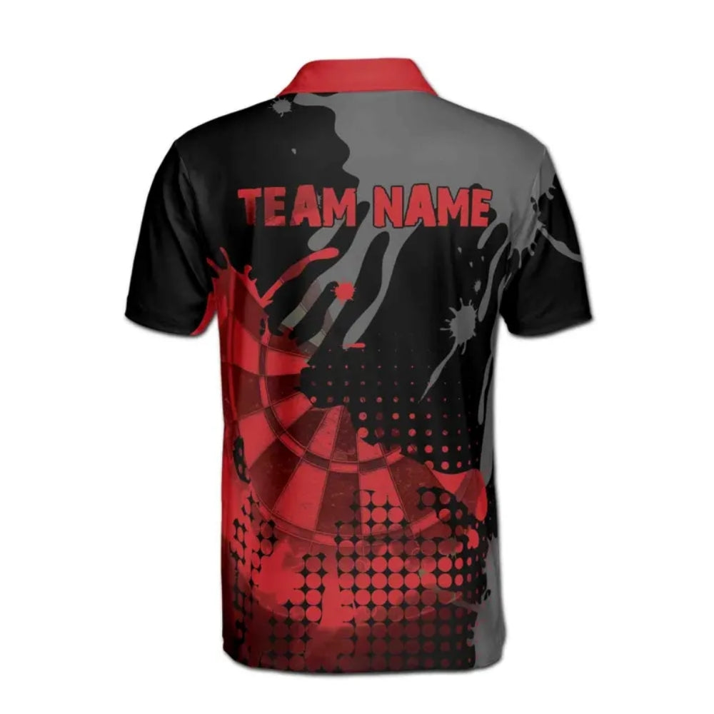 Black and Red Team Personalized Darts Button Polo