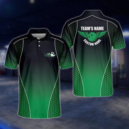 Blue Black Custom Team Bowling Mens Polo Shirt, Custom Bowling Shirts BM0091