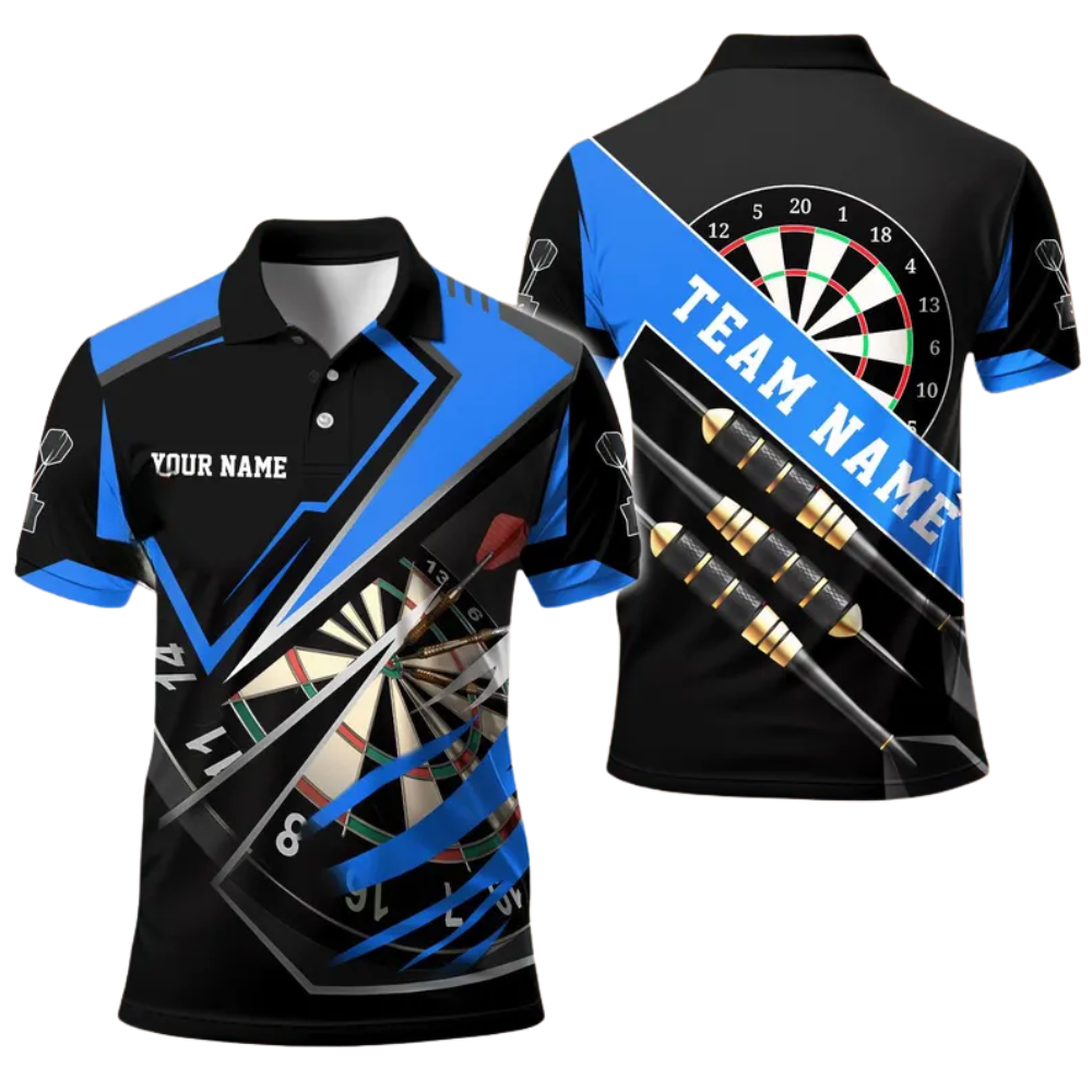 Team Black and Red for Mens Personalized Darts Button Polo