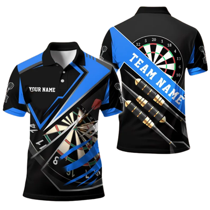 Team Black and Red for Mens Personalized Darts Button Polo