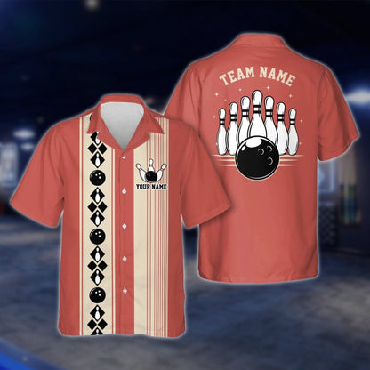 Custom Vintage Black Beige Bowling Hawaiian Shirt Men Women, Custom Vintage Bowling Team Shirts BE0020