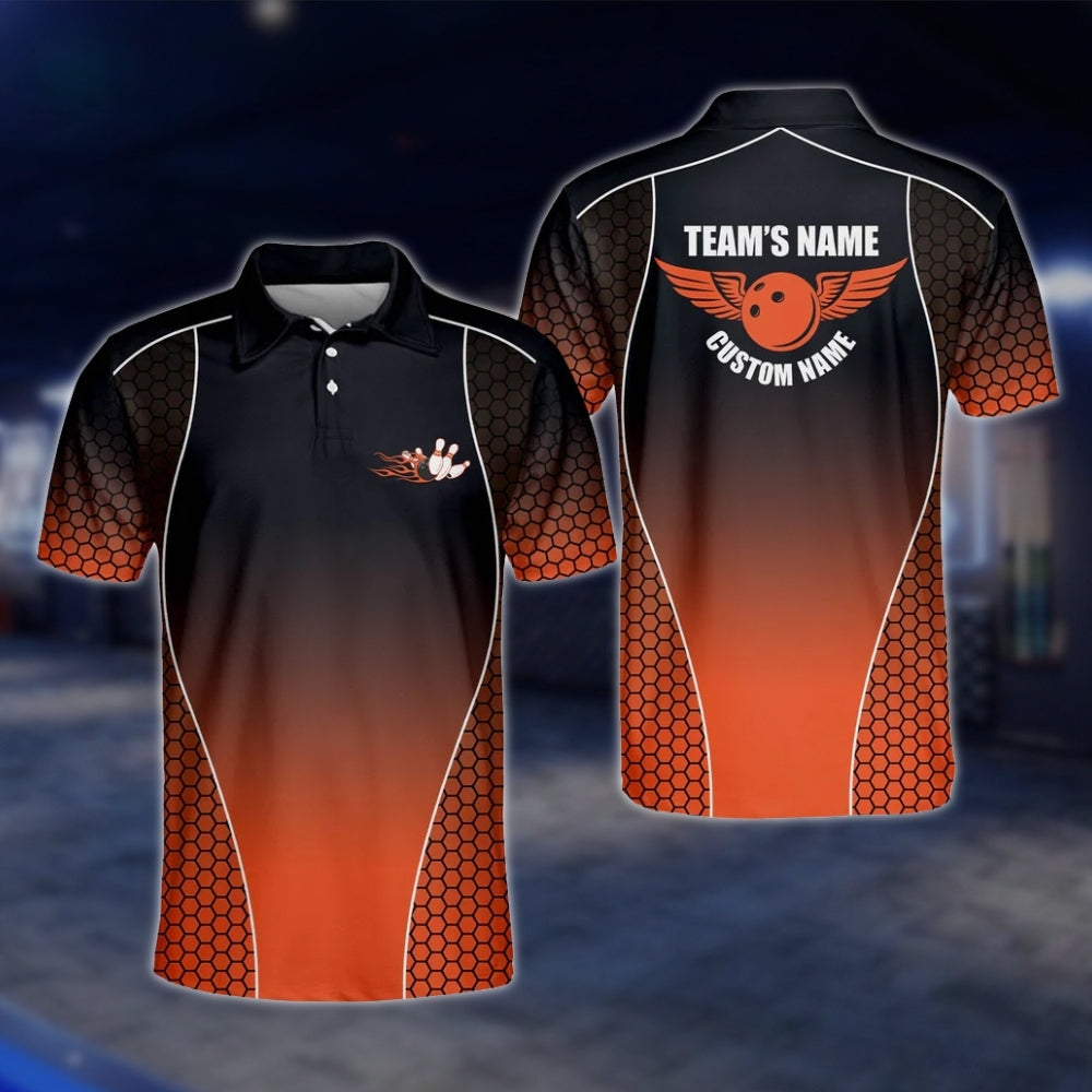 Blue Black Custom Team Bowling Mens Polo Shirt, Custom Bowling Shirts BM0091