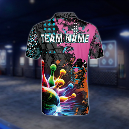 Custom Team Colorful Bowling Polo Shirt For Mens, Custom Bowling Team Shirts BZ0033