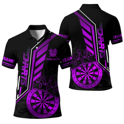 Black and Gold King Dartboard Polo Team Personalized Darts Button Polo