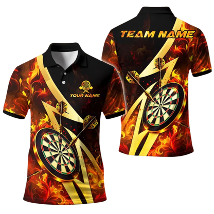 Flame Dartboard for Mens Personalized Darts Button Polo
