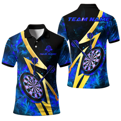 Flame Dartboard for Mens Personalized Darts Button Polo
