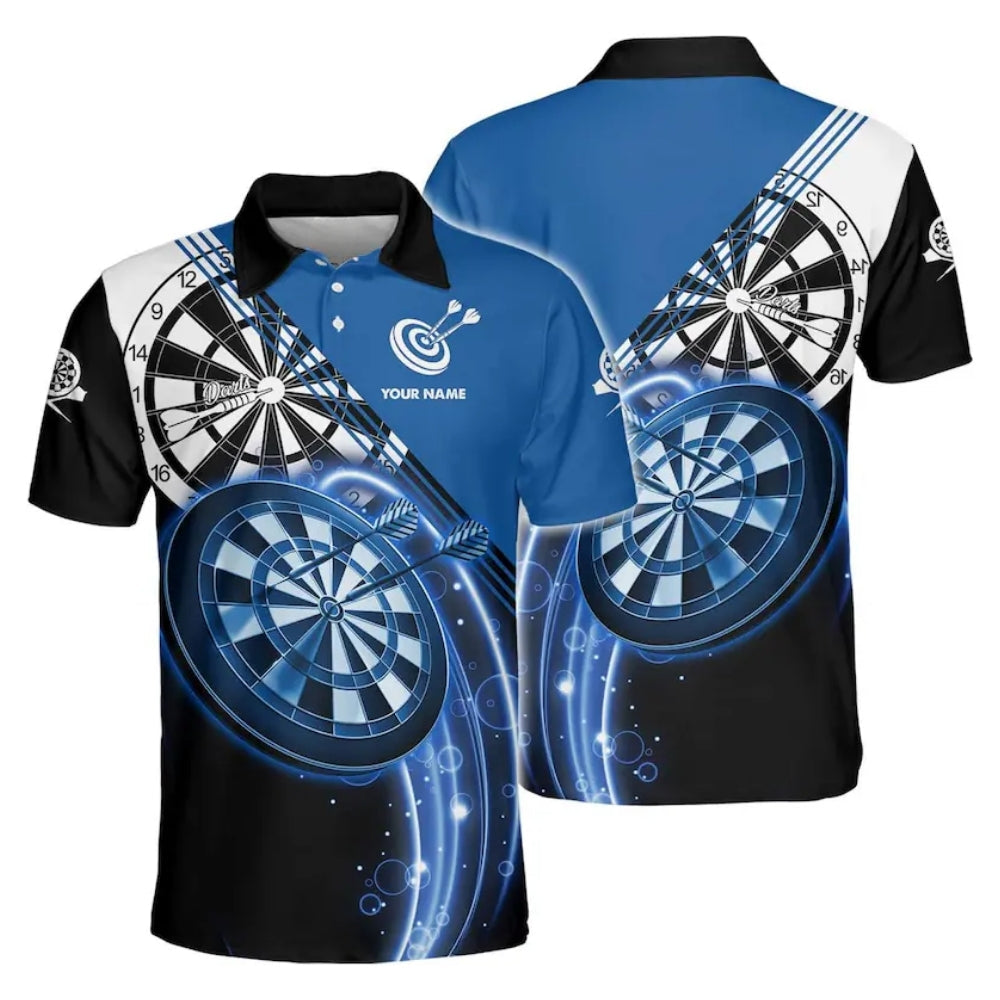 Blue Dartboard Men Personalized Darts Button Polo