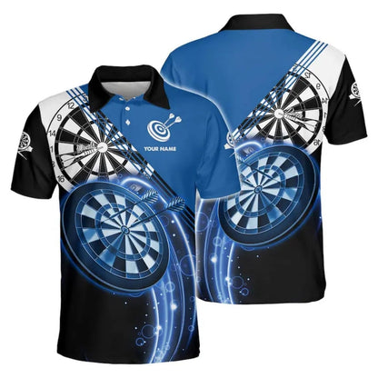 Blue Dartboard Men Personalized Darts Button Polo