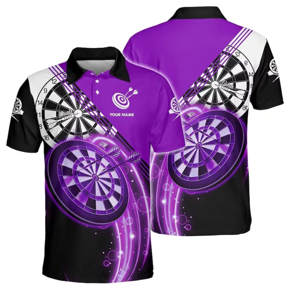 Blue Dartboard Men Personalized Darts Button Polo