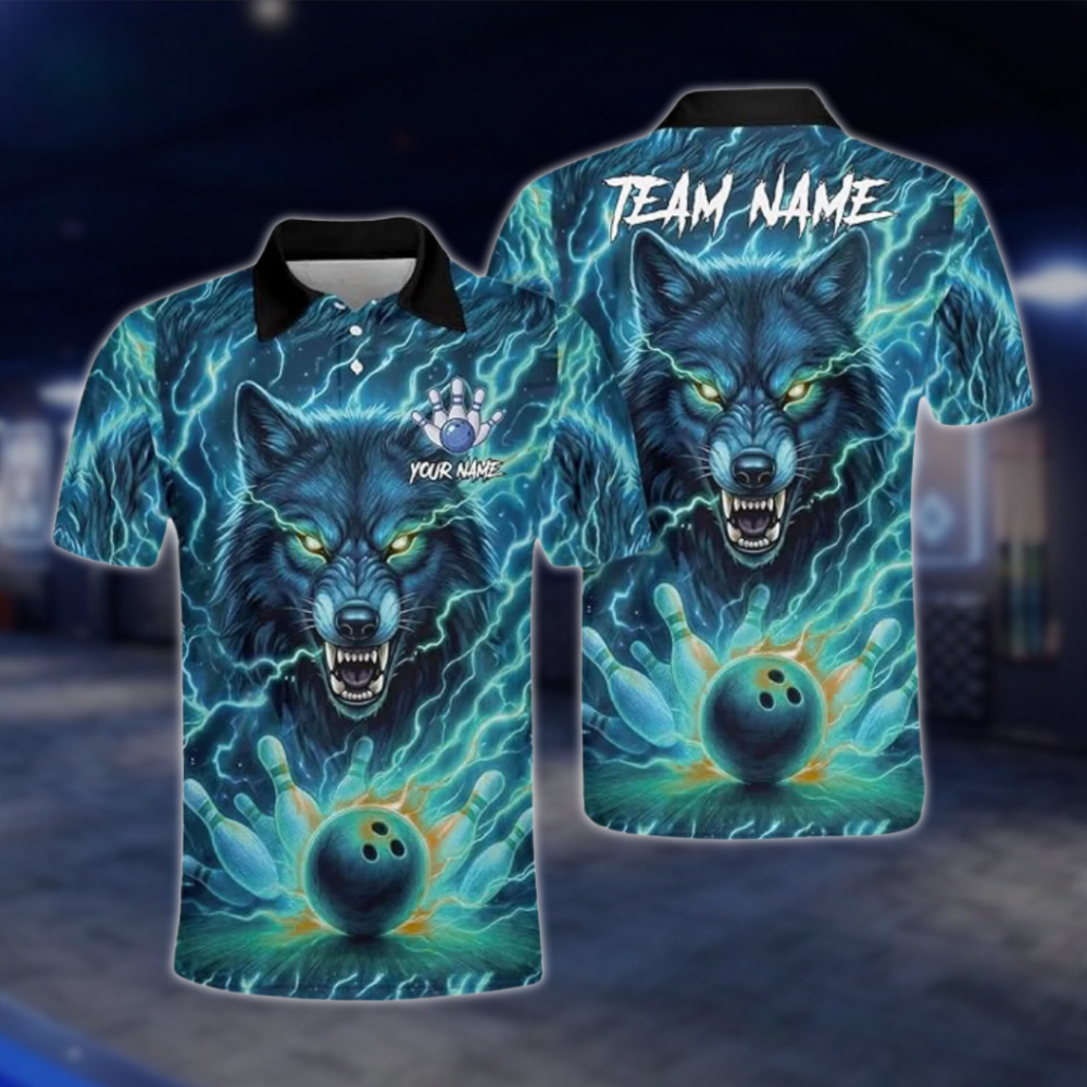 Personalized Wolf Thunder Bowling Mens Polo Shirt, Custom Team Wolf Bowling Shirt BZ0772