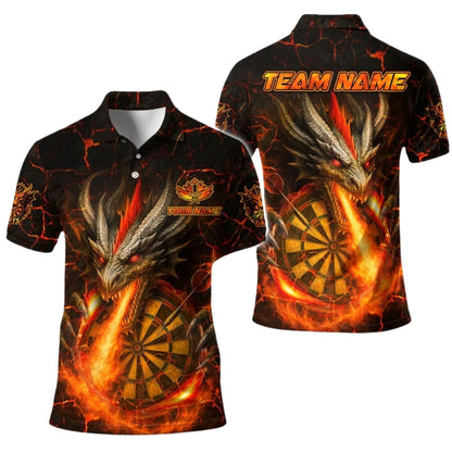 Dragon Flame Men's Personalized Darts Button Polo
