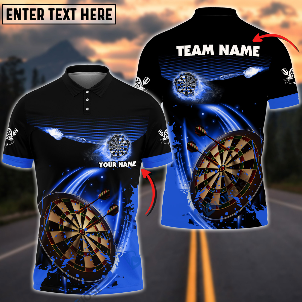 Team Fire Personalized Darts Button Polo