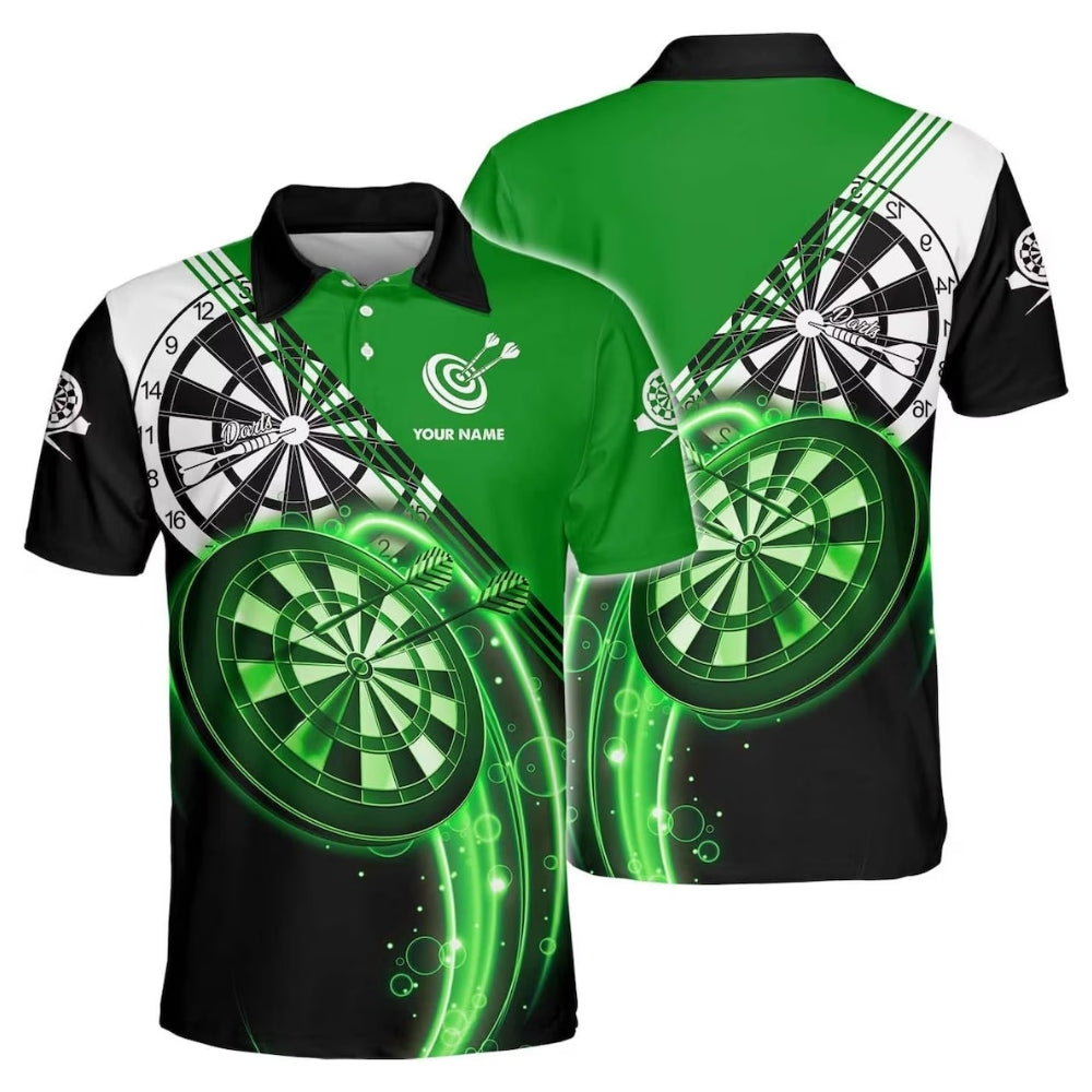 Blue Dartboard Men Personalized Darts Button Polo